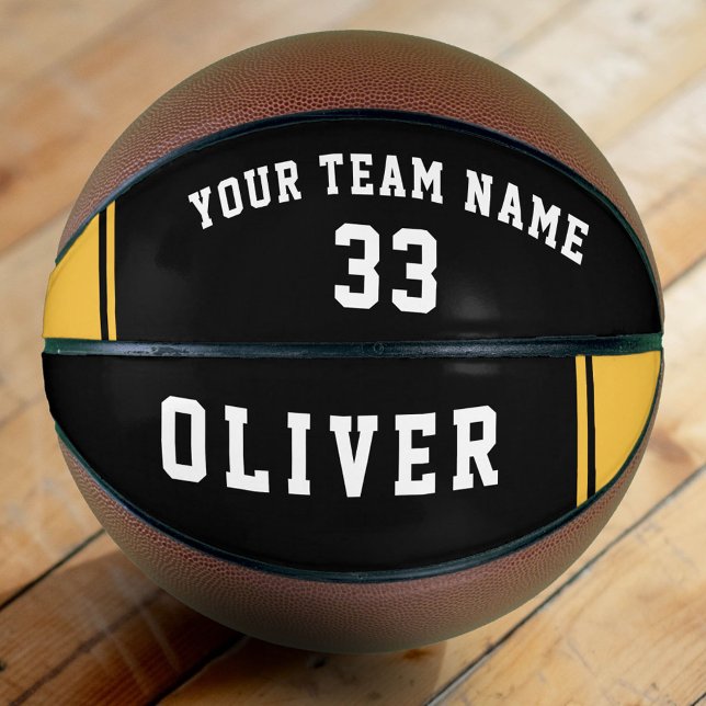 Black Yellow Player Team Number Name Basketball (Creator Uploaded)