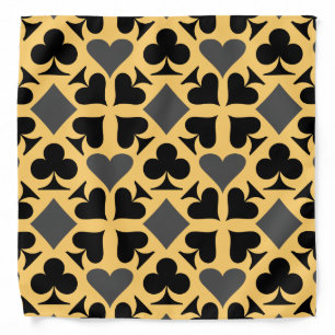 Black & Yellow Playing Card Symbols Pattern Bandana