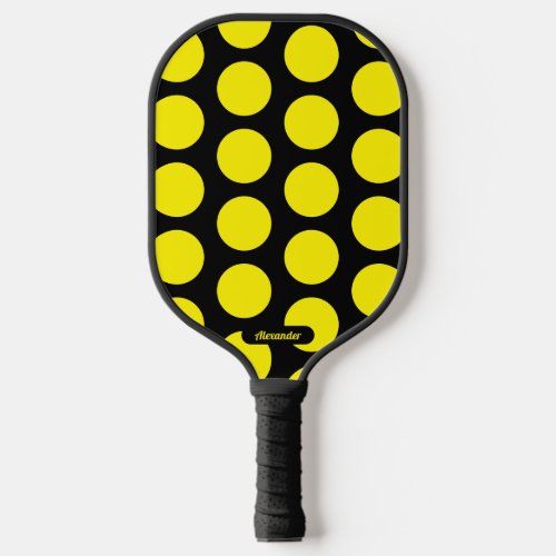 BlackYellow Polka Dots Pickleball Paddle