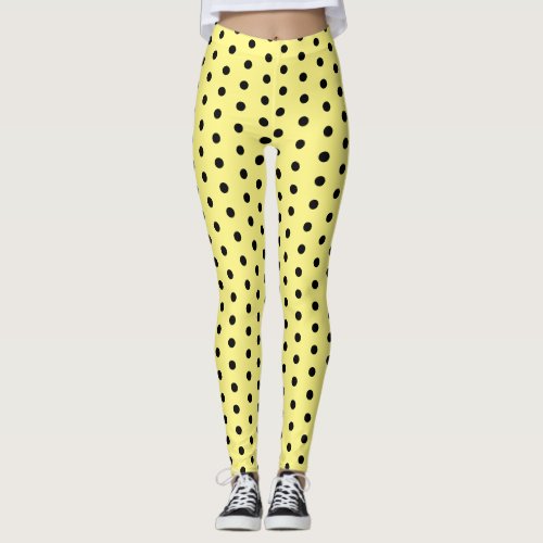 Black yellow polka dots retro pattern cute cool leggings