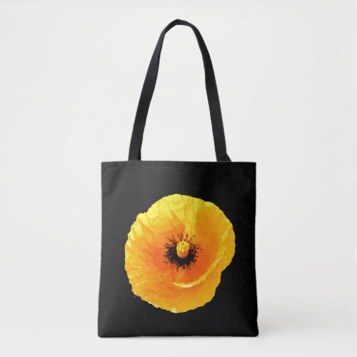 Black Yellow Poppy Flower Floral Abstract Weddings Tote Bag