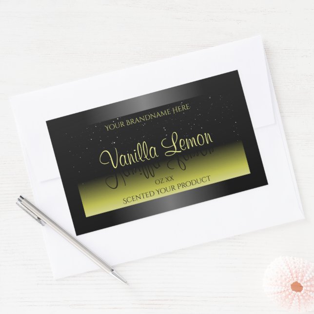 Black Yellow Product Packaging Labels Soft Glitter (Envelope)