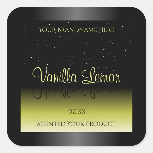 Black Yellow Product Packaging Labels Soft Glitter (Front)
