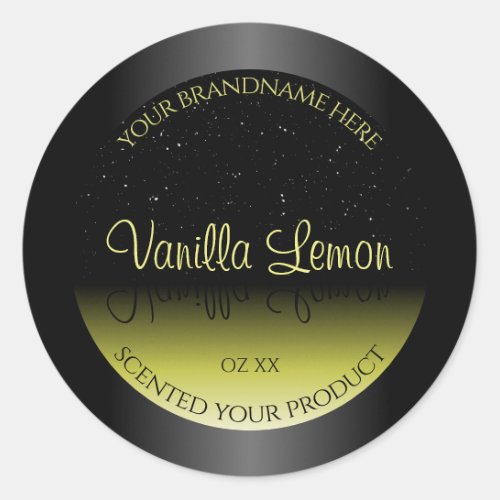 Black Yellow Product Packaging Labels Soft Glitter