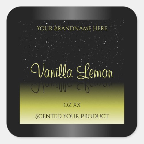 Black Yellow Product Packaging Labels Soft Glitter