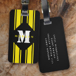 Black Yellow Racing Stripes Monogram Luggage Tag<br><div class="desc">✈️ This personalized luggage tag has a bold monogram and makes a great gift for the traveller in your life</div>