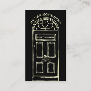 Black Yellow Real Estate Agent Broker New Home Business Card