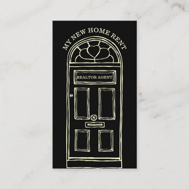 Black Yellow Real Estate Agent Broker New Home Business Card