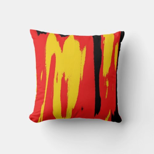 Black Yellow Red Retro Abstract Art Deco Throw Pillow