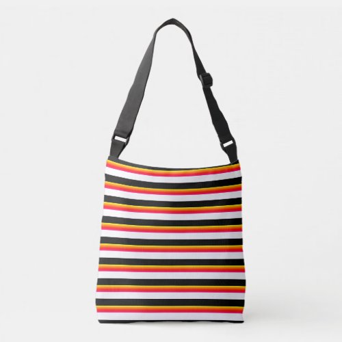 Black Yellow Red White Stripes Crossbody Bag