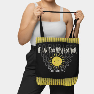 Black Yellow Sarcastic Woman Y2K Doodle Grunge Tote Bag