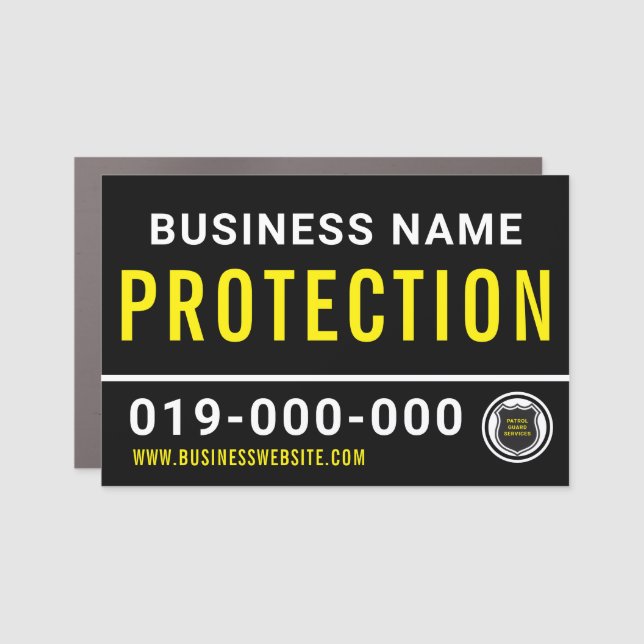 Black Yellow Security Guard Vehicle Patrol Sign (Front)