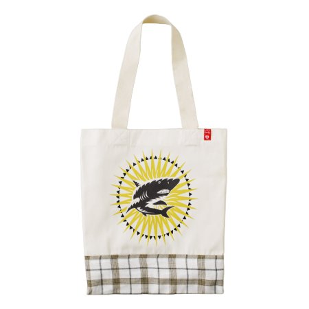 Black Yellow Shark And Sun Illustration Zazzle Heart Tote Bag