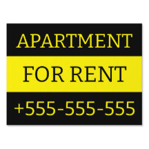 BLACK YELLOW SIMPLE APARTMENT CONDO FOR RENT SIGN