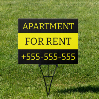 BLACK YELLOW SIMPLE APARTMENT CONDO FOR RENT SIGN