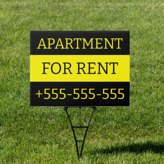 BLACK YELLOW SIMPLE APARTMENT CONDO FOR RENT SIGN (Insitu)