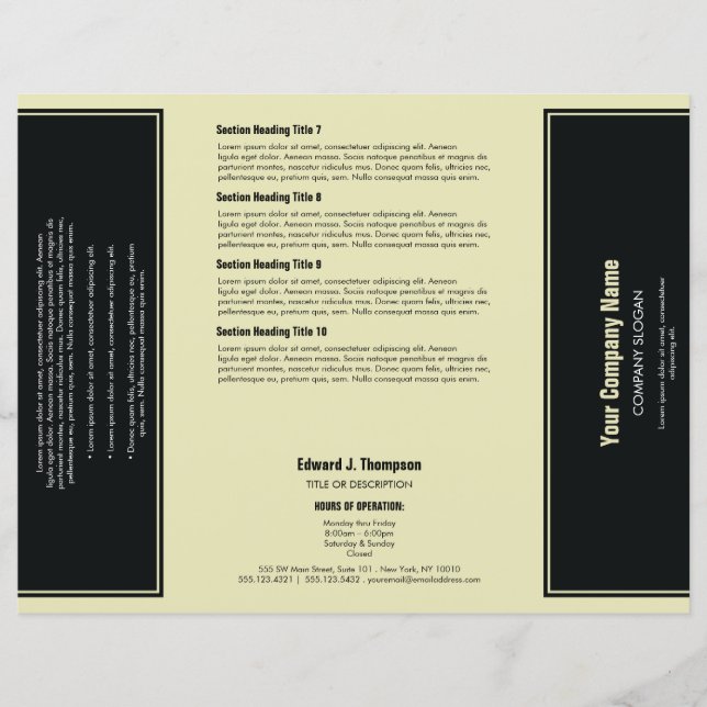 Black Yellow Simple Border Brochure (Front)