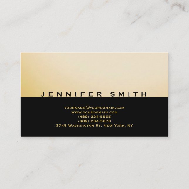 Black Yellow Simple Plain Business Card (Front)