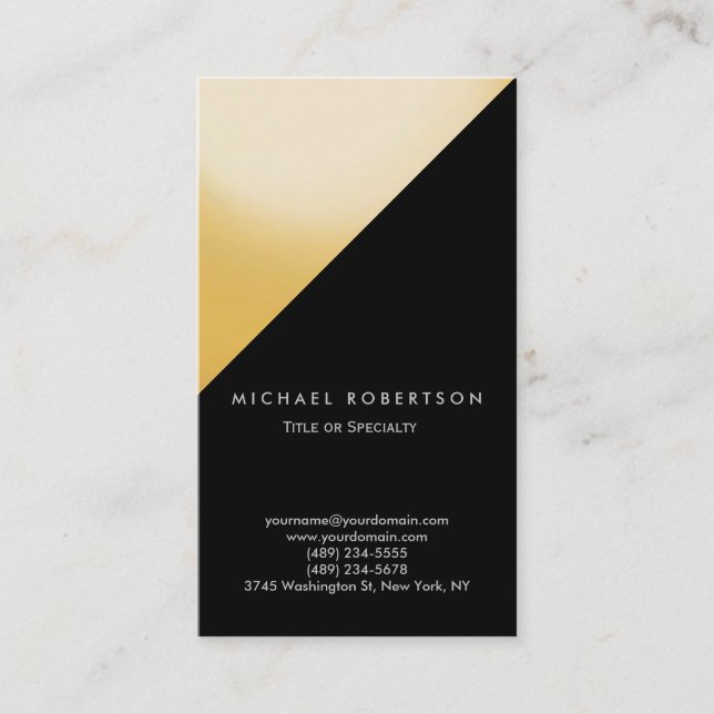 Black Yellow Simple Plain Consultant Business Card (Front)