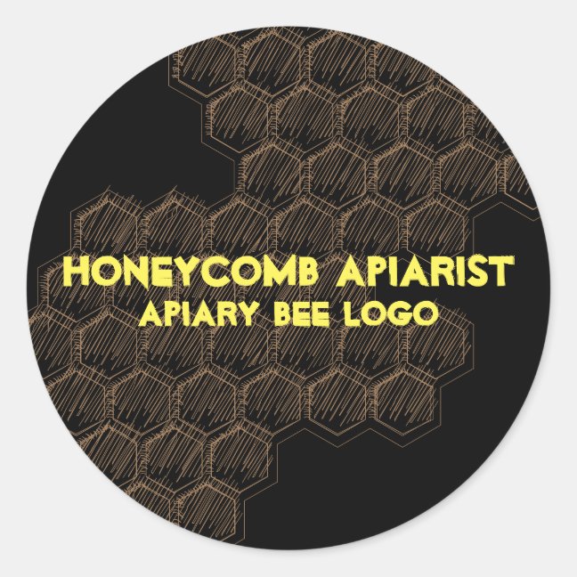 Black Yellow Sketch Honeycomb Classic Round Sticker