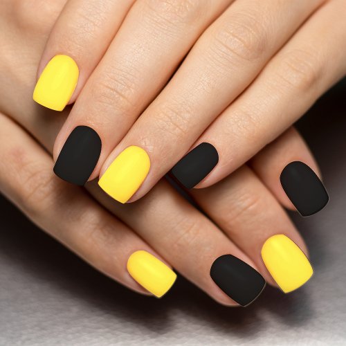 Black  Yellow Solid Color Bumblebee Minx Nail Art