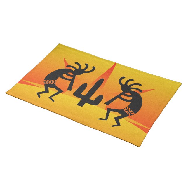 Black & Yellow Southwest Kokopelli Design Placemat (On Table)