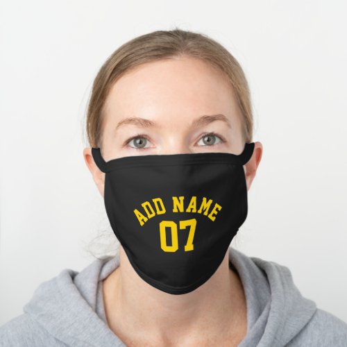 Black  Yellow Sports Jersey Custom Name Number Black Cotton Face Mask