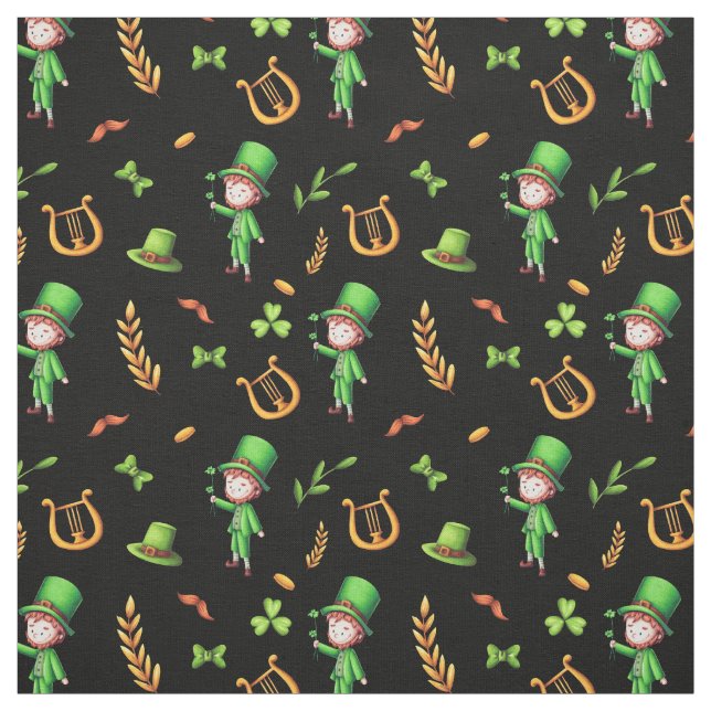 Black yellow St. Patrick's Irish Leprechaun quilt Fabric (Swatch)