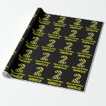 [ Thumbnail: Black & Yellow Striped "2"; 2nd Birthday + Name Wrapping Paper ]