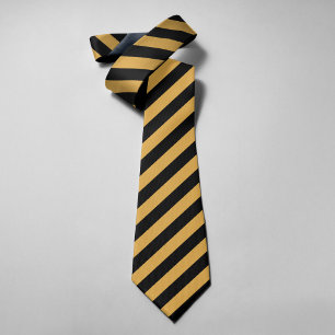 Black Yellow Stripes Classic Retro Groomsmen Neck Tie