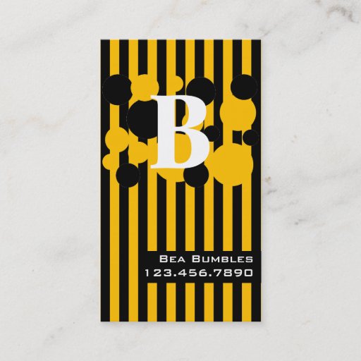 Customizable Black &amp; Yellow Stripes &amp; Dots Business Card