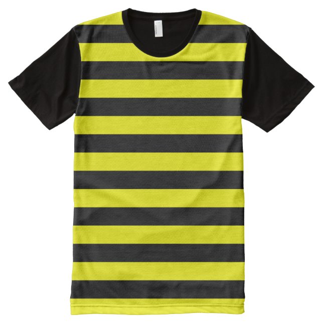 Black & Yellow Stripes Pattern All-Over-Print T-Shirt (Front)