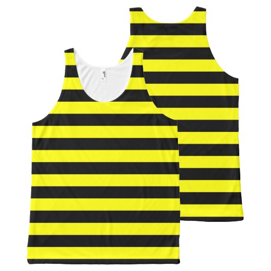 Black & Yellow Stripes Pattern All-Over-Print Tank Top (Front and Back)