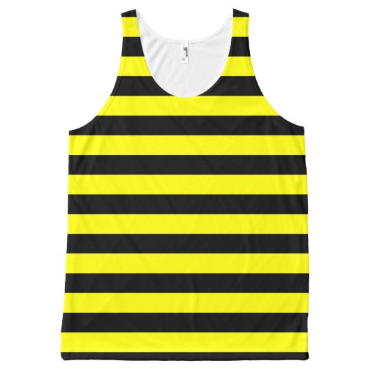 Black & Yellow Stripes Pattern All-Over-Print Tank Top (Front)