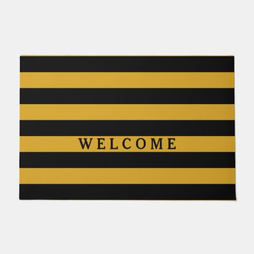 Black Yellow Stripes Pattern pick your color Doormat