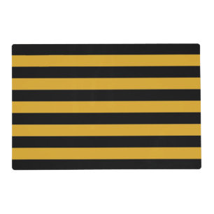 Black Yellow Stripes Pattern {pick your color} Placemat