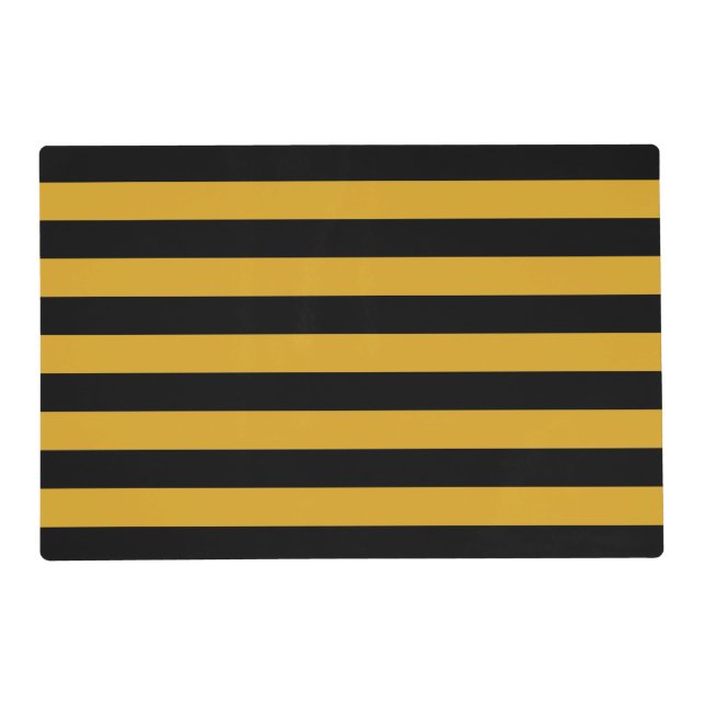 Black Yellow Stripes Pattern {pick your color} Placemat (Front)