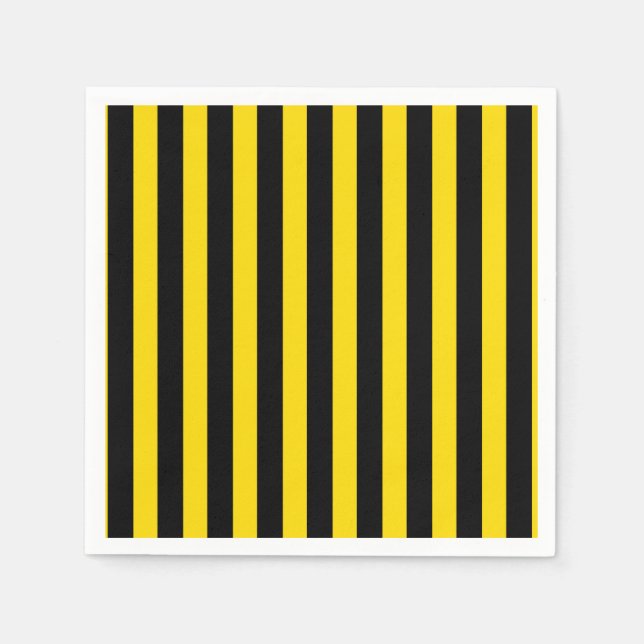 Black & Yellow Stripes Stripe Bee Baby Shower Napkins (Front)