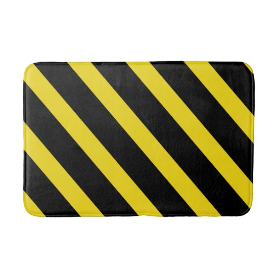 Black & Yellow Stripes Striped Bath Mat
