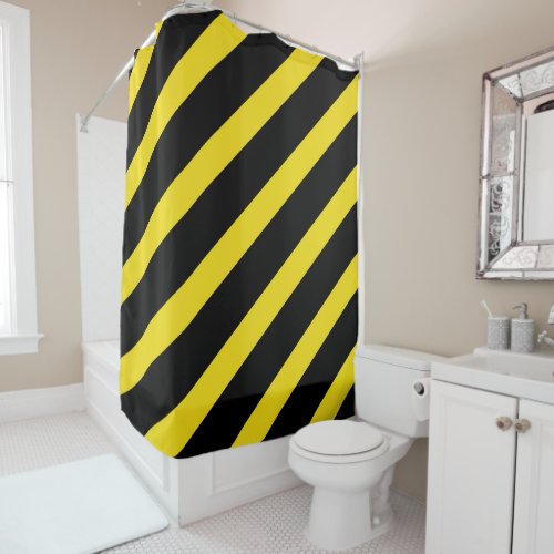 Black  Yellow Stripes Striped Shower Curtain