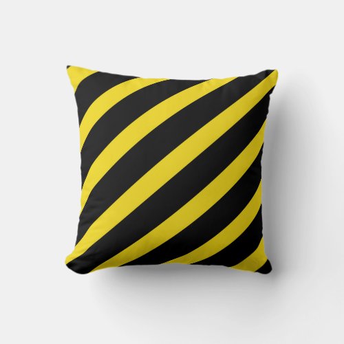 Black  Yellow Stripes Striped Throw Pillow