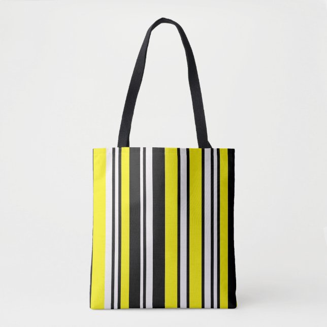 black yellow stripes tote bag (Front)