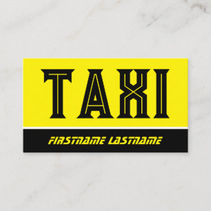 Black yellow TAXI night taxi driver service Business Card