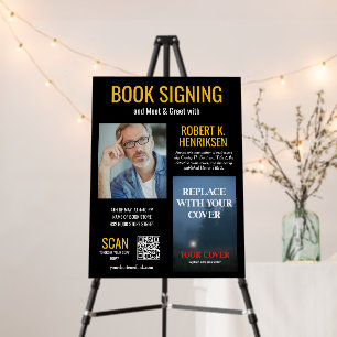 Black Yellow Thriller Book Signing Meet & Greet Foam Board