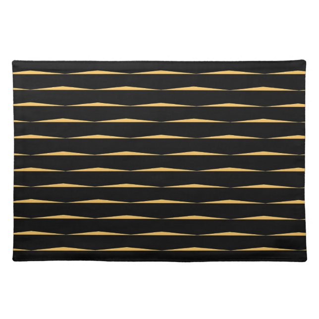 Black & Yellow Triangle Stripe (Cloth Placemat) Cloth Placemat (Front)