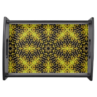 Black Yellow Tribal Pattern Serving Trays