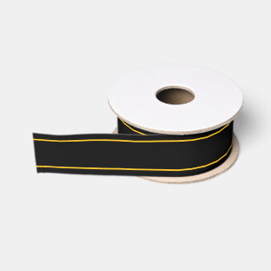 Black Yellow Trim Preppy Sports Team School Grosgrain Ribbon