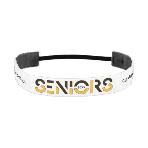 Black  Yellow Two_Color Seniors Sliced Letters Athletic Headband