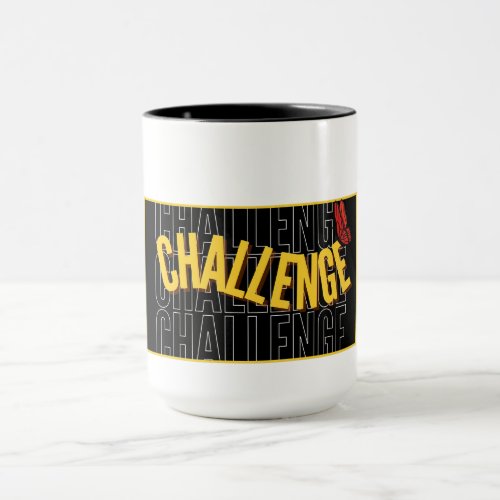 Black Yellow Typography Challenge Mug