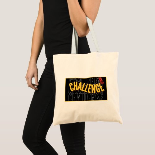 Black Yellow Typography Challenge Tote Bag